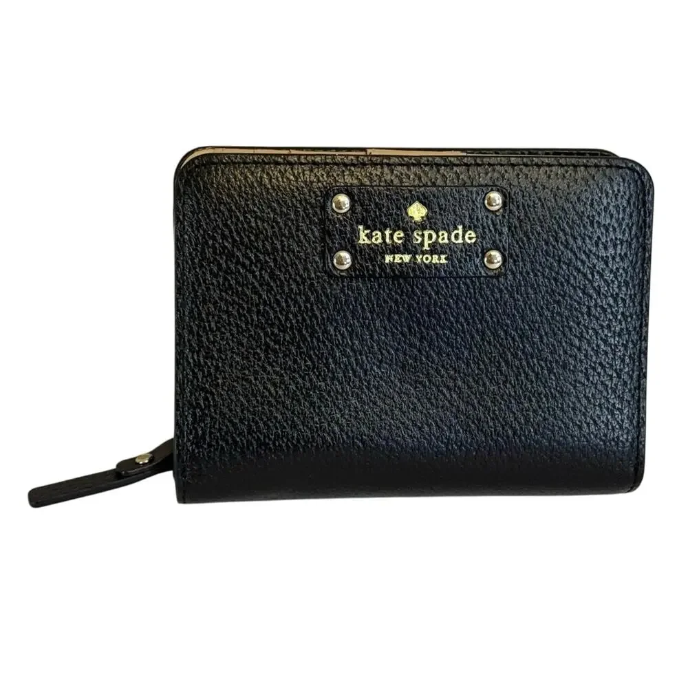Kate Spade New York Wellesley Cara Leather Wallet Black Bifold Coin Cards Purse
